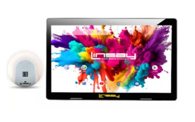 LINSAY планшет 10.1" Octa Core 128GB комплект с 2 USB зарядными станциями для настенного освещения, Android 14