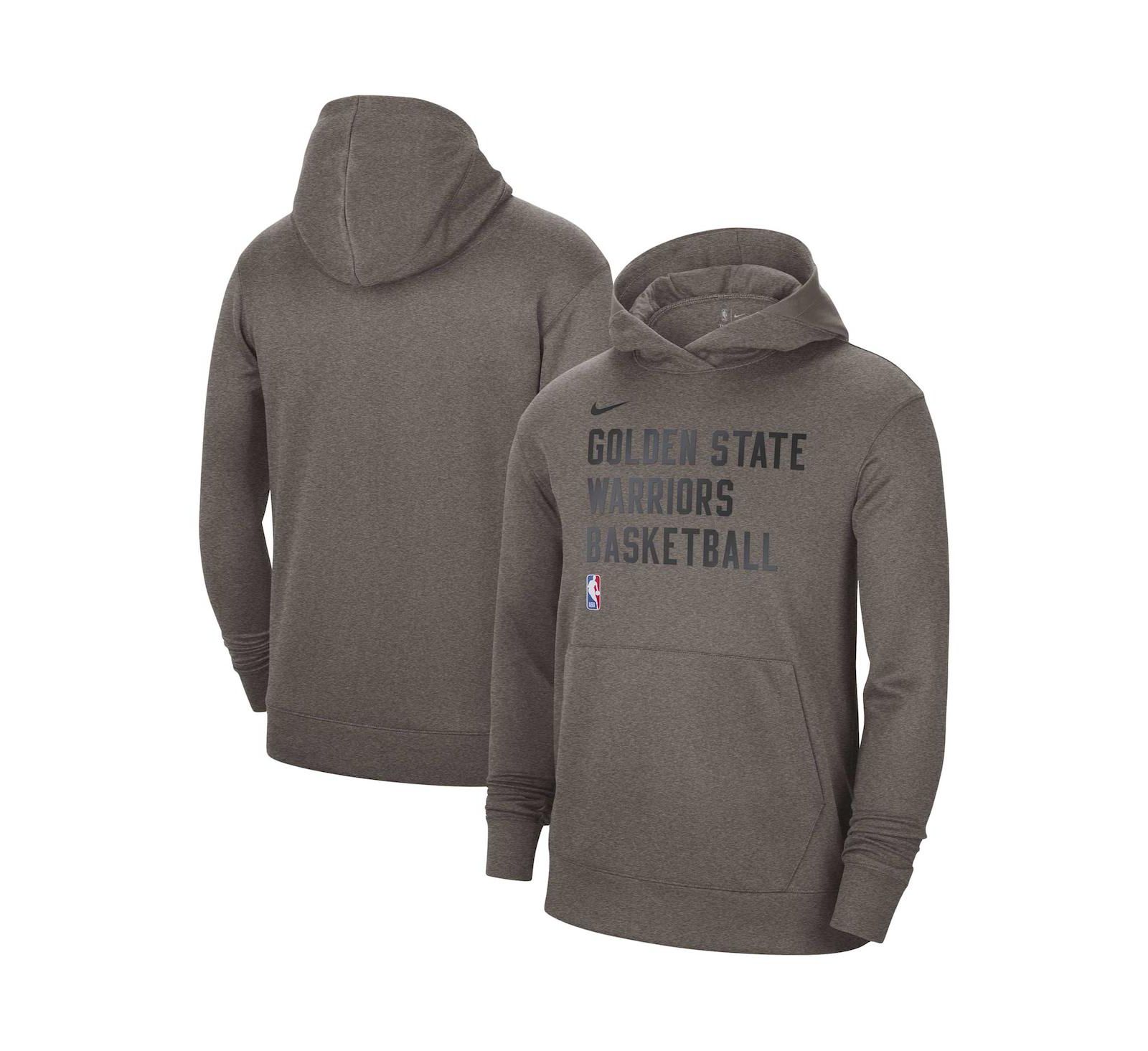 Мужской и женский худи Nike Olive Gray Golden State Warriors 2023/24 Performance Spotlight On-Court Practice Pullover Hoodie