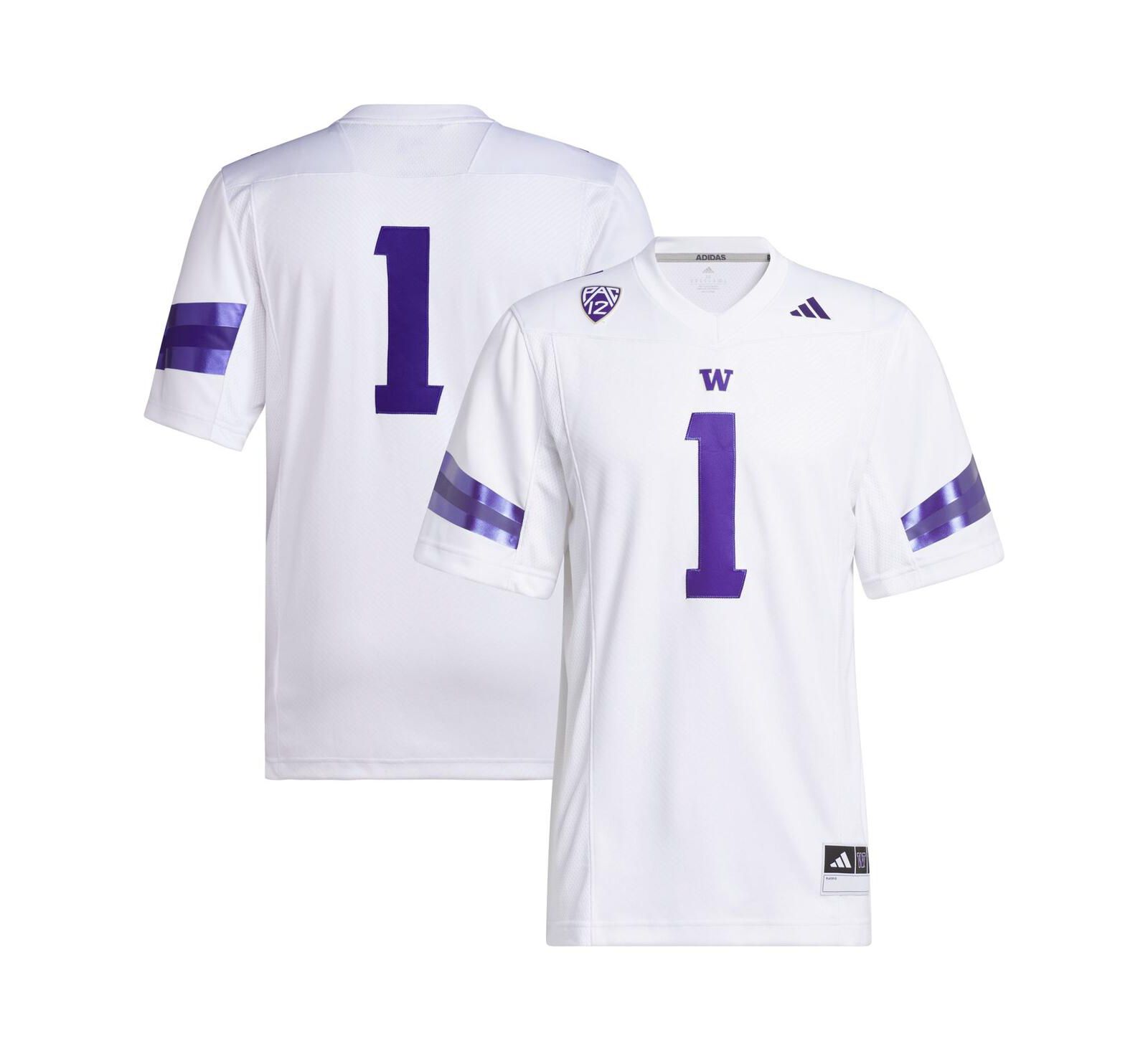 Мужская джерси adidas #1 White Washington Huskies Premier Football
