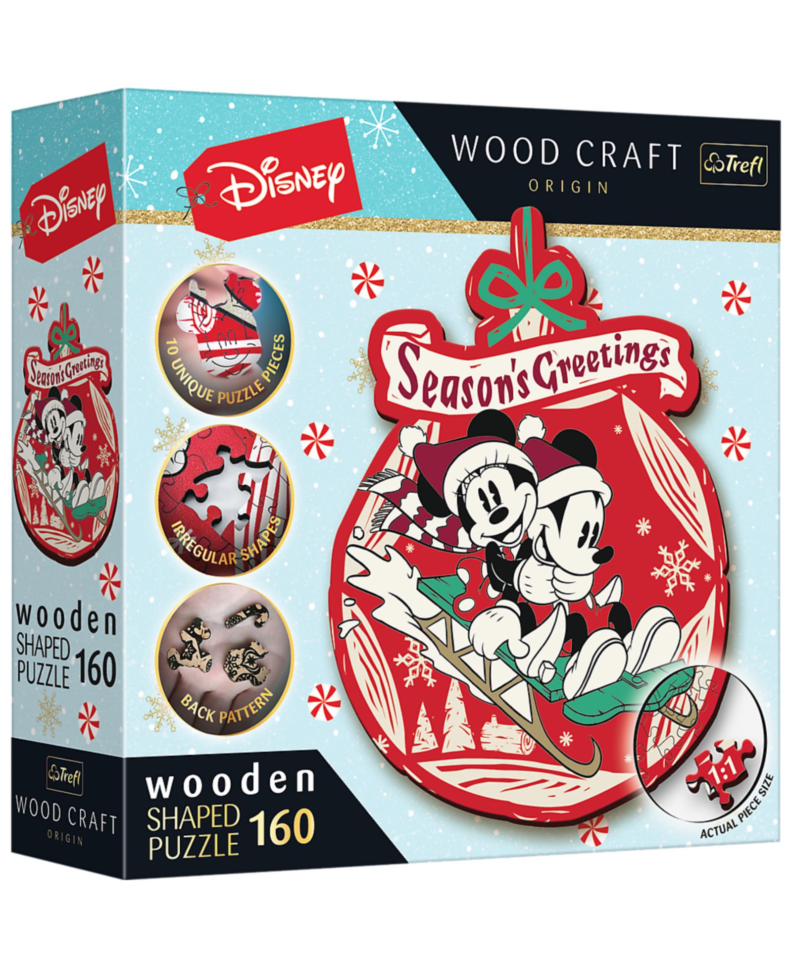 Trefl Disney's Christmas Mickey Mouse Wooden Puzzle, 160 Piece, Ages 12+