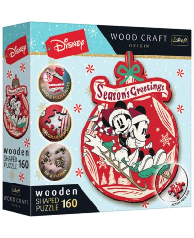 Trefl Disney's Christmas Mickey Mouse Wooden Puzzle, 160 Piece, Ages 12+