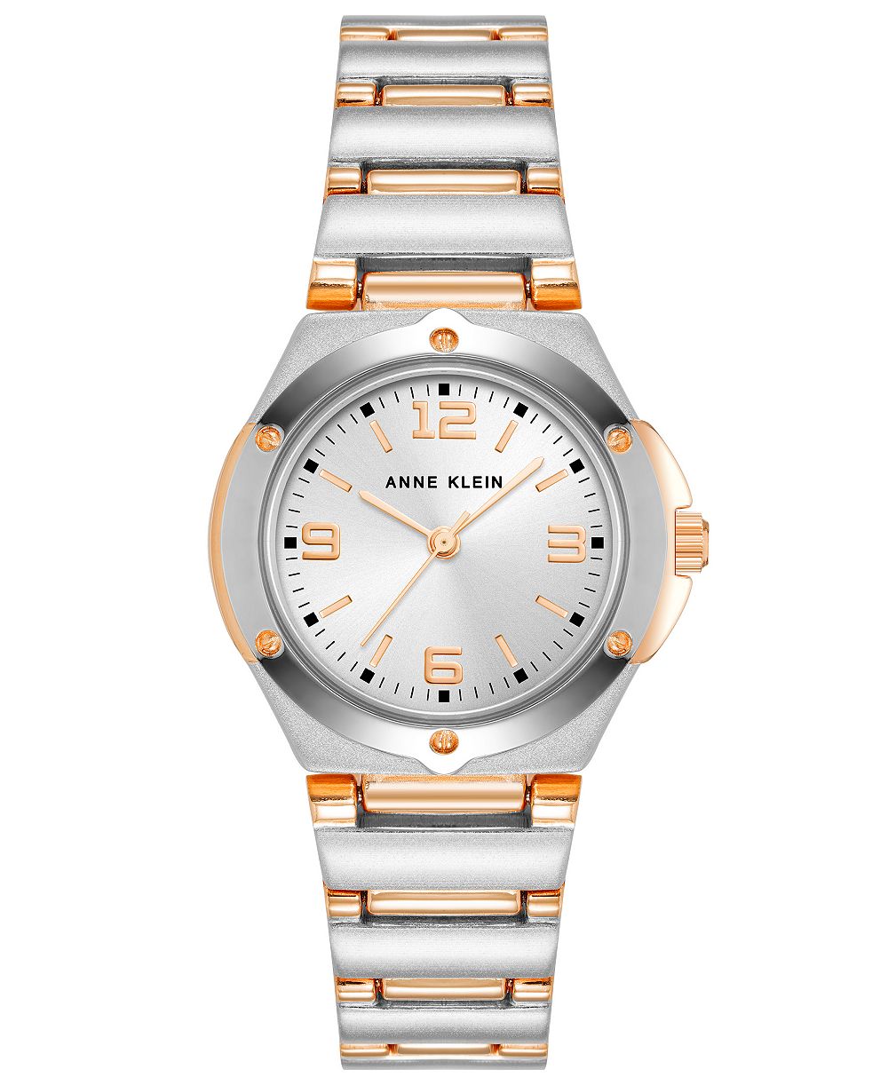 Anne Klein Women's Quartz Silver-Tone and Rose Gold-Tone Alloy Watch, 29mm