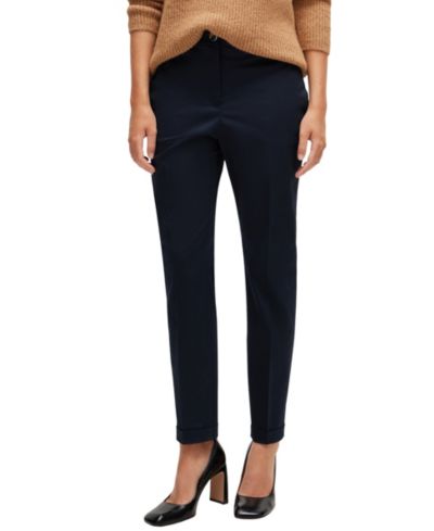 Hugo Boss Women's BOSS брюки из хлопкового твилла, приталенные