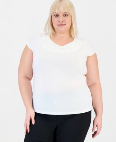 Kasper Plus Size трикотажный топ с коротким рукавом и воротником-стойкой