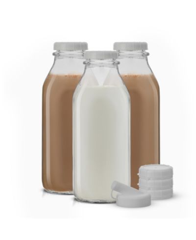 Стеклянные бутылки для молока JoyJolt с крышками, 32 oz
