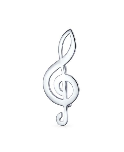 Bling Jewelry Classic Large Music Note Treble G Clef Brooch Pin .925 Sterling Silver