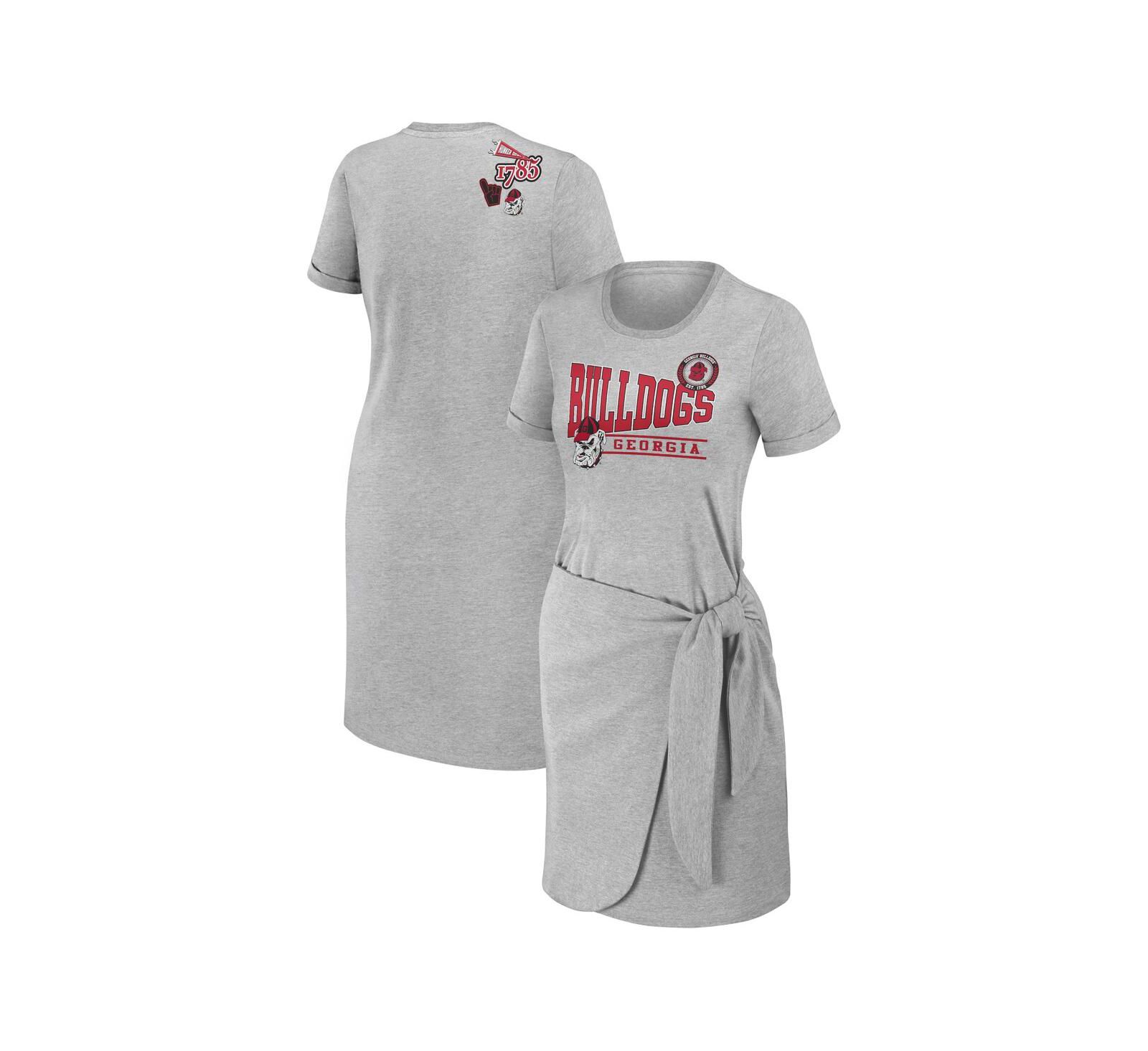 Женский T-shirt Dress WEAR by Erin Andrews Heather Gray Georgia Bulldogs Knotted