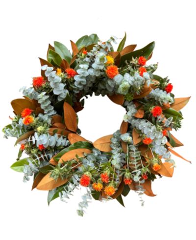 Венок GreenishBlu Fresh Real Magnolia, Safflower and Baby Blue