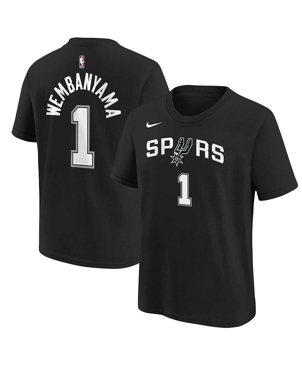 Футболка Nike Victor Wembanyama для мальчиков и девочек, черная, San Antonio Spurs Icon Name & Number