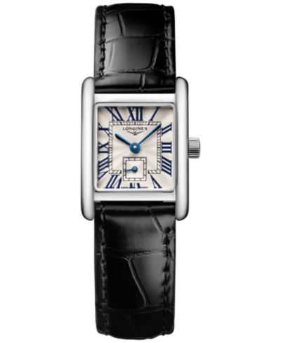 Женские швейцарские часы Longines Mini DolceVita, черный ремешок, 22x29mm