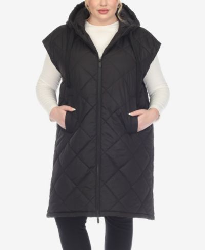 White Mark Plus Size Diamond Quilted Hooded Puffer Vest