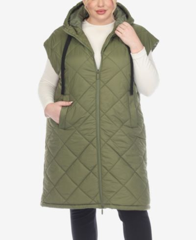 White Mark Plus Size Diamond Quilted Hooded Puffer Vest