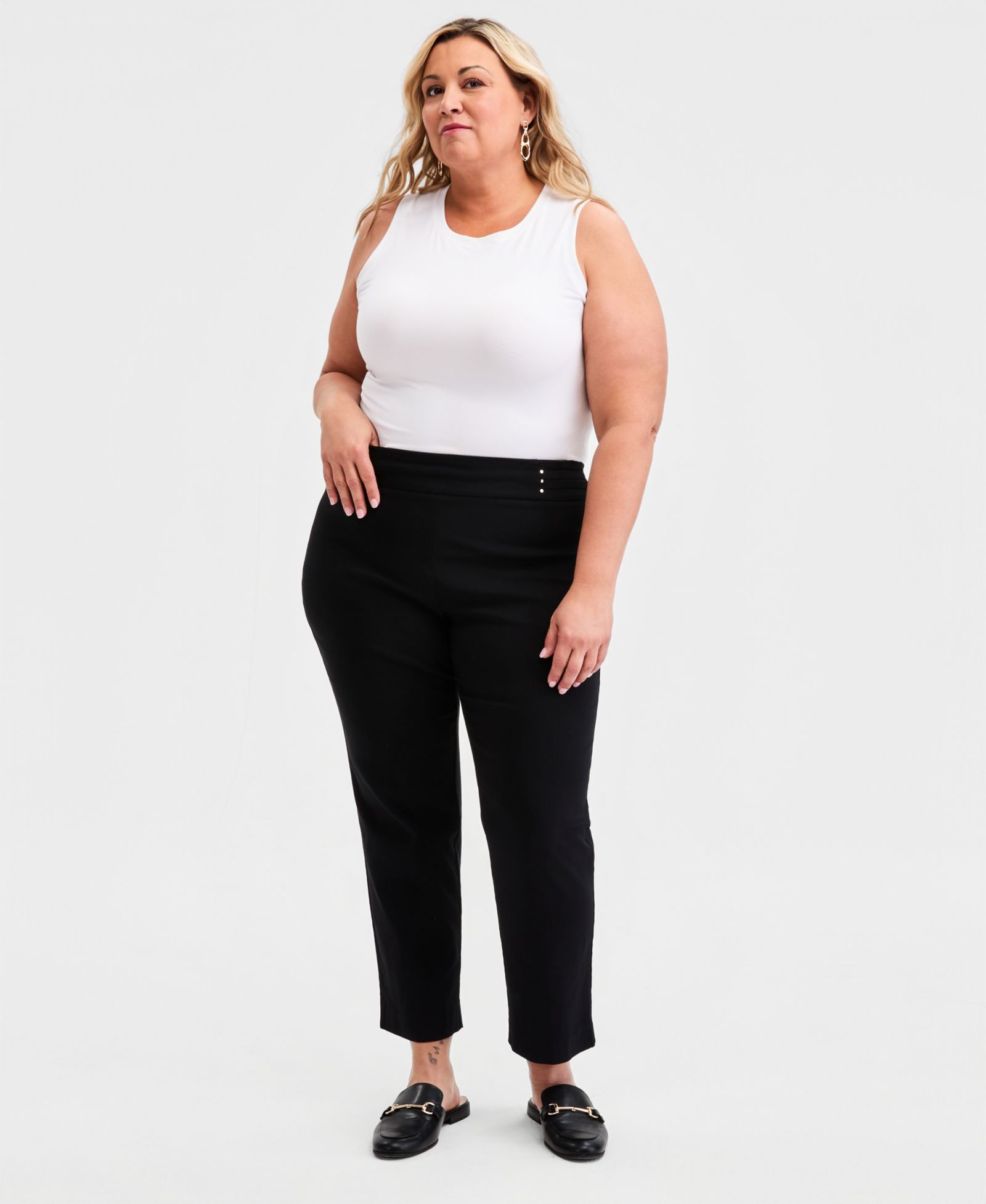 JM Collection Plus & Petite Plus Size Tummy Control Pull-On Slim-Leg Pants, Macy's Exclusive
