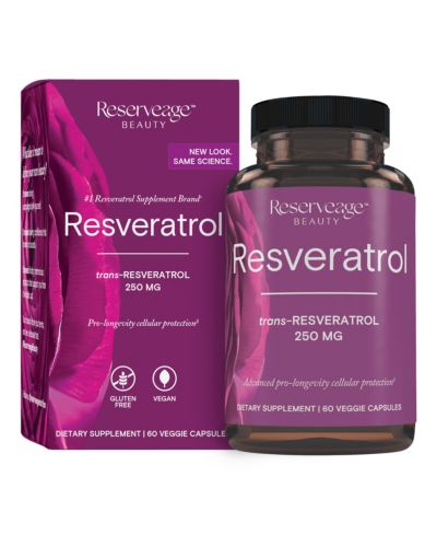 Reserveage Resveratrol 250 mg, Antioxidant Supplement for Heart and Cellular Health, Supports Healthy Aging, Paleo, Keto, 60 Capsules