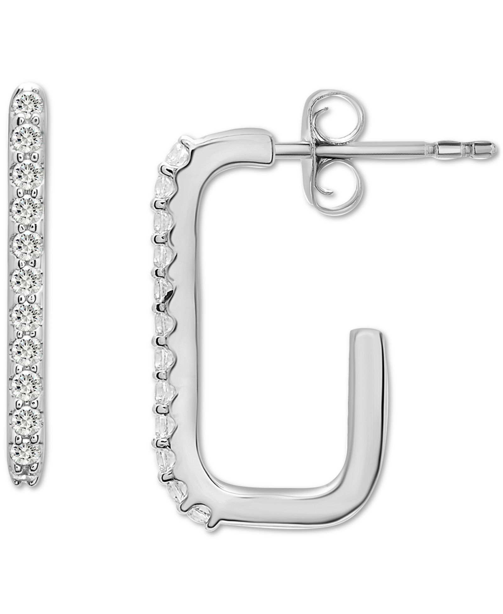 Серьги-кольца Wrapped™ Diamond Squared Open Hoop (1/6 ct. t.w.) из белого золота 14k