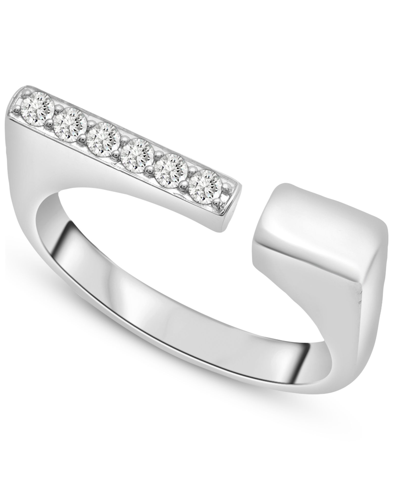Wrapped™ Diamond Open Square Ring (1/6 ct. t.w.) in 10k White Gold, Created for Macy's