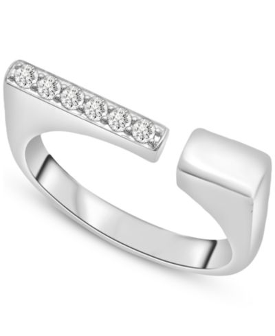 Wrapped™ Diamond Open Square Ring (1/6 ct. t.w.) in 10k White Gold, Created for Macy's