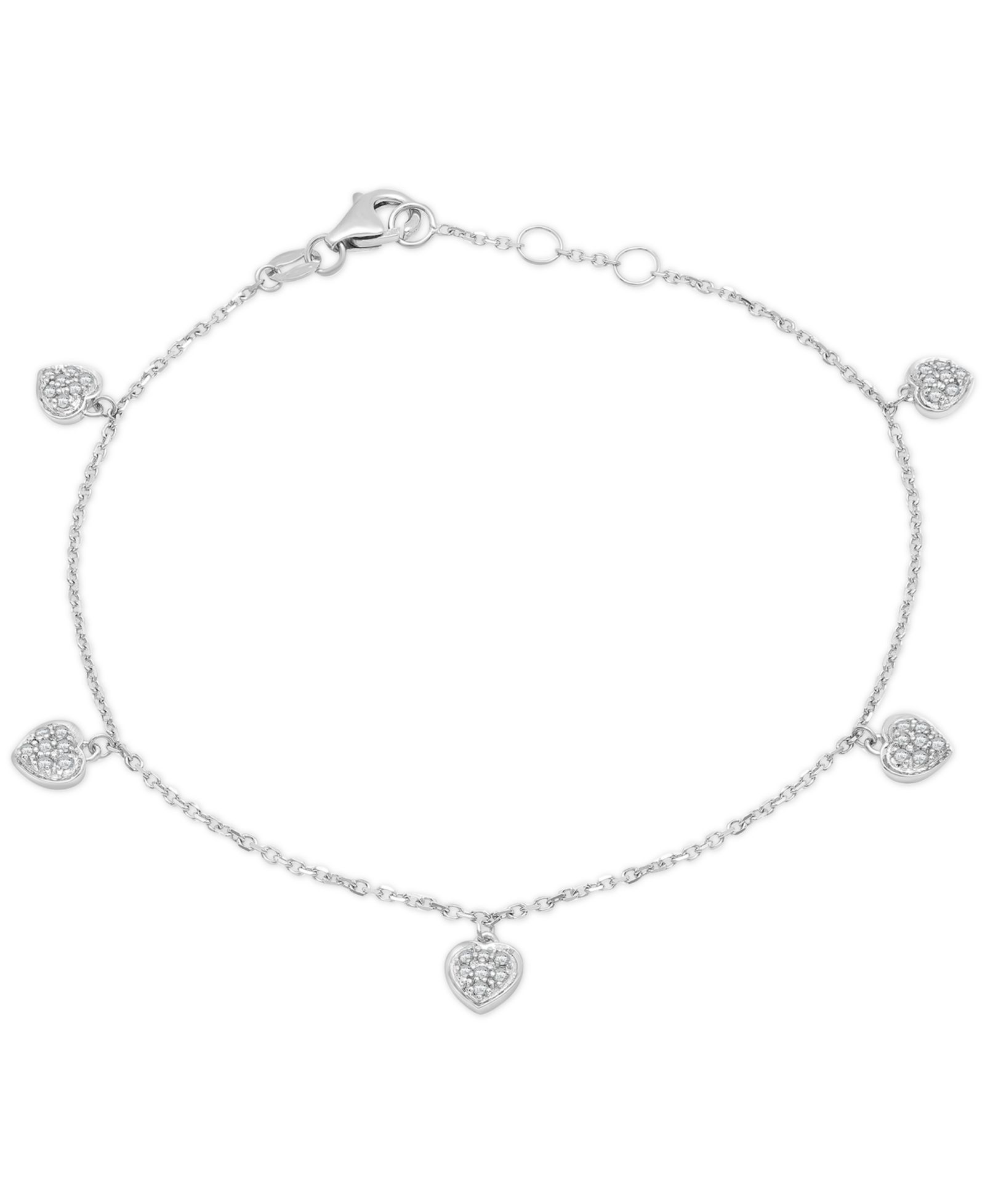 Браслет Wrapped™ Diamond Pavé Dangle Heart Link 14k White Gold