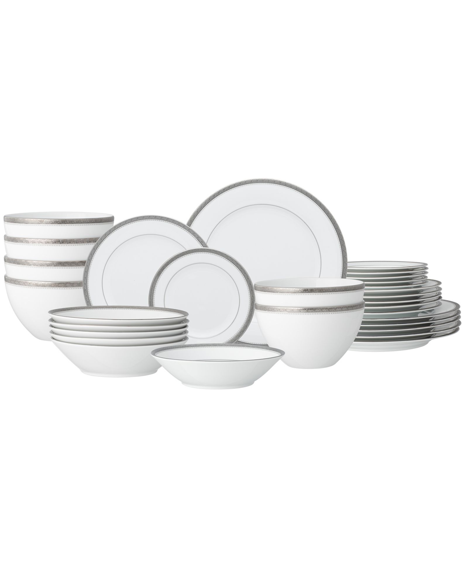 Noritake Charlotta Platinum 30-Piece Dinnerware Set, Service For 6