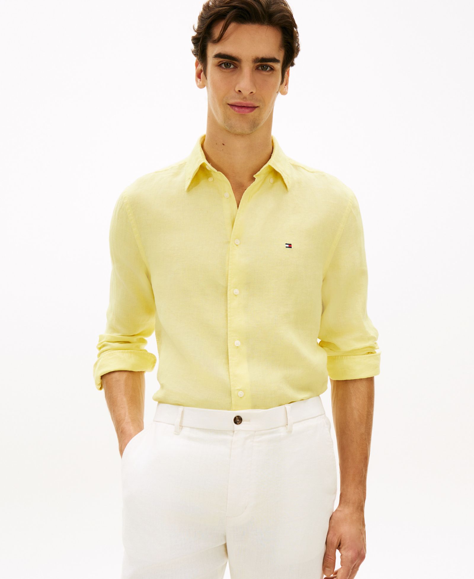 Tommy Hilfiger Men's Linen Button Down Long-Sleeve Shirt