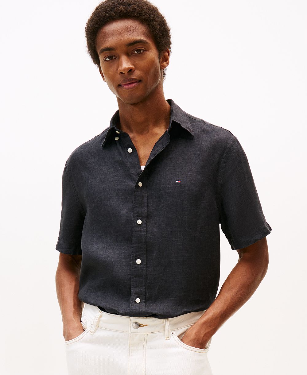 Tommy Hilfiger Men's Regular-Fit Linen Short Sleeve Shirt