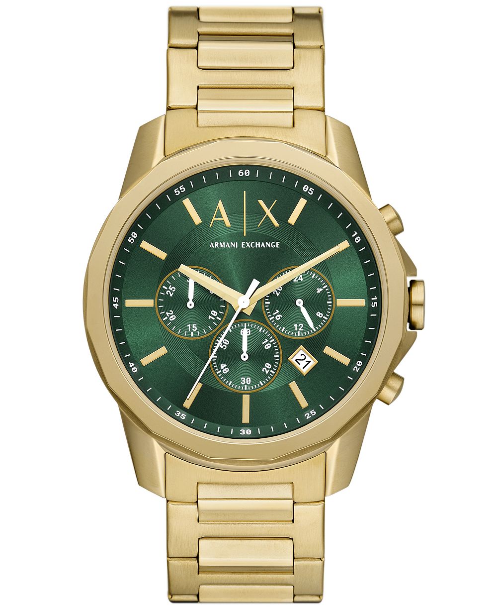 Мужские хронограф-часы A|X Armani Exchange Banks из золотистой нержавеющей стали, 44mm