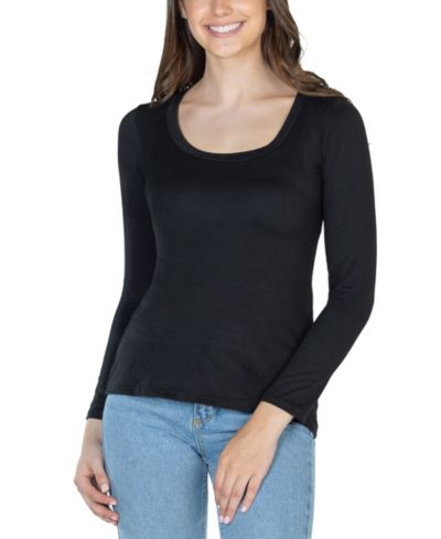 24seven Comfort Apparel Women's Long Sleeve Scoop Neck Top