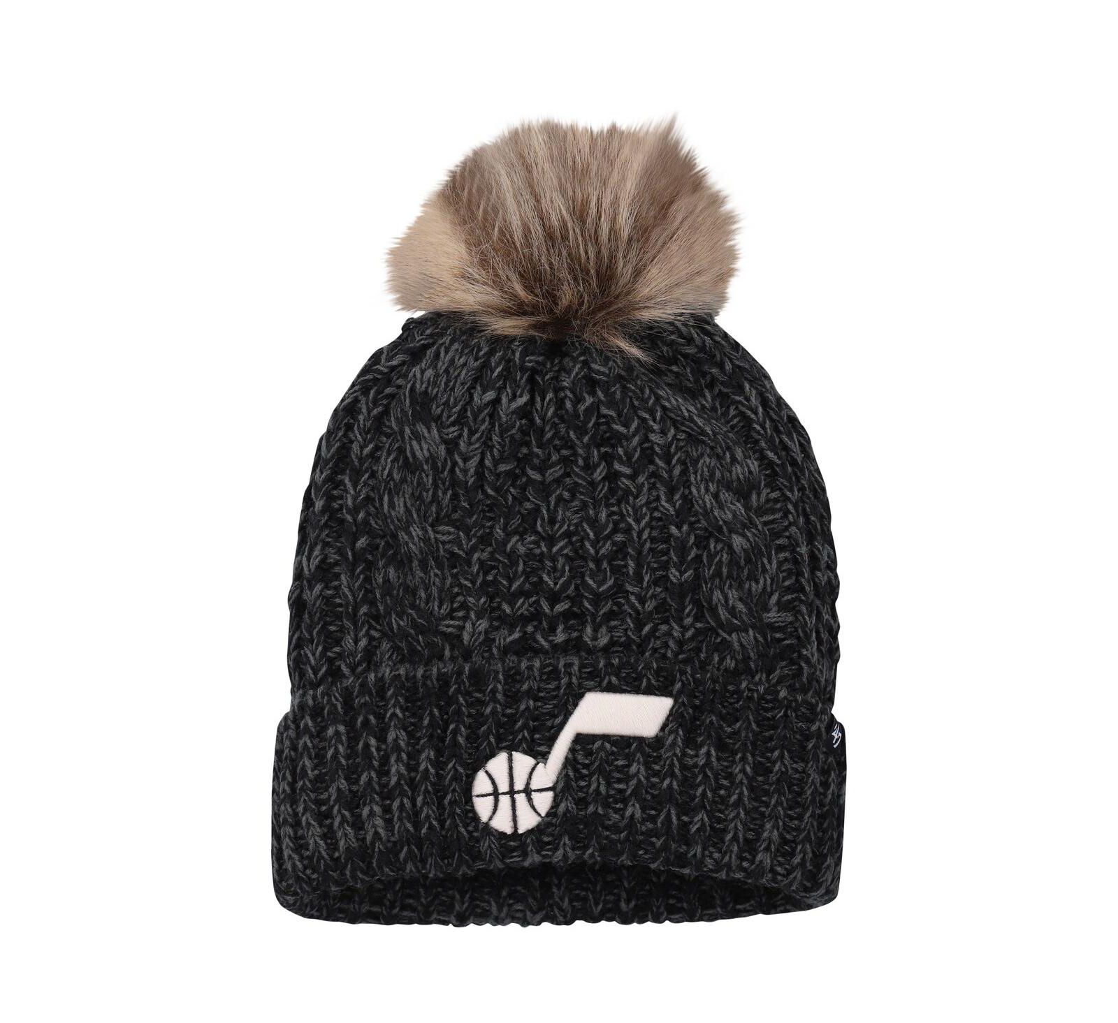 Women's '47 Brand Black Utah Jazz Meeko Cuffed Knit Hat with Pom
