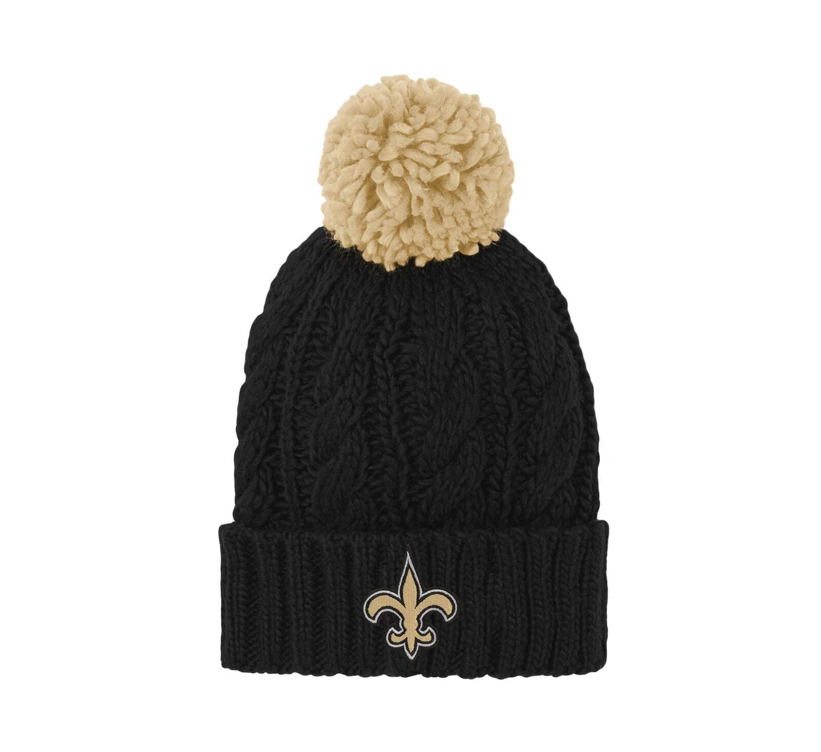 Детская вязаная шапка с помпоном New Orleans Saints Black