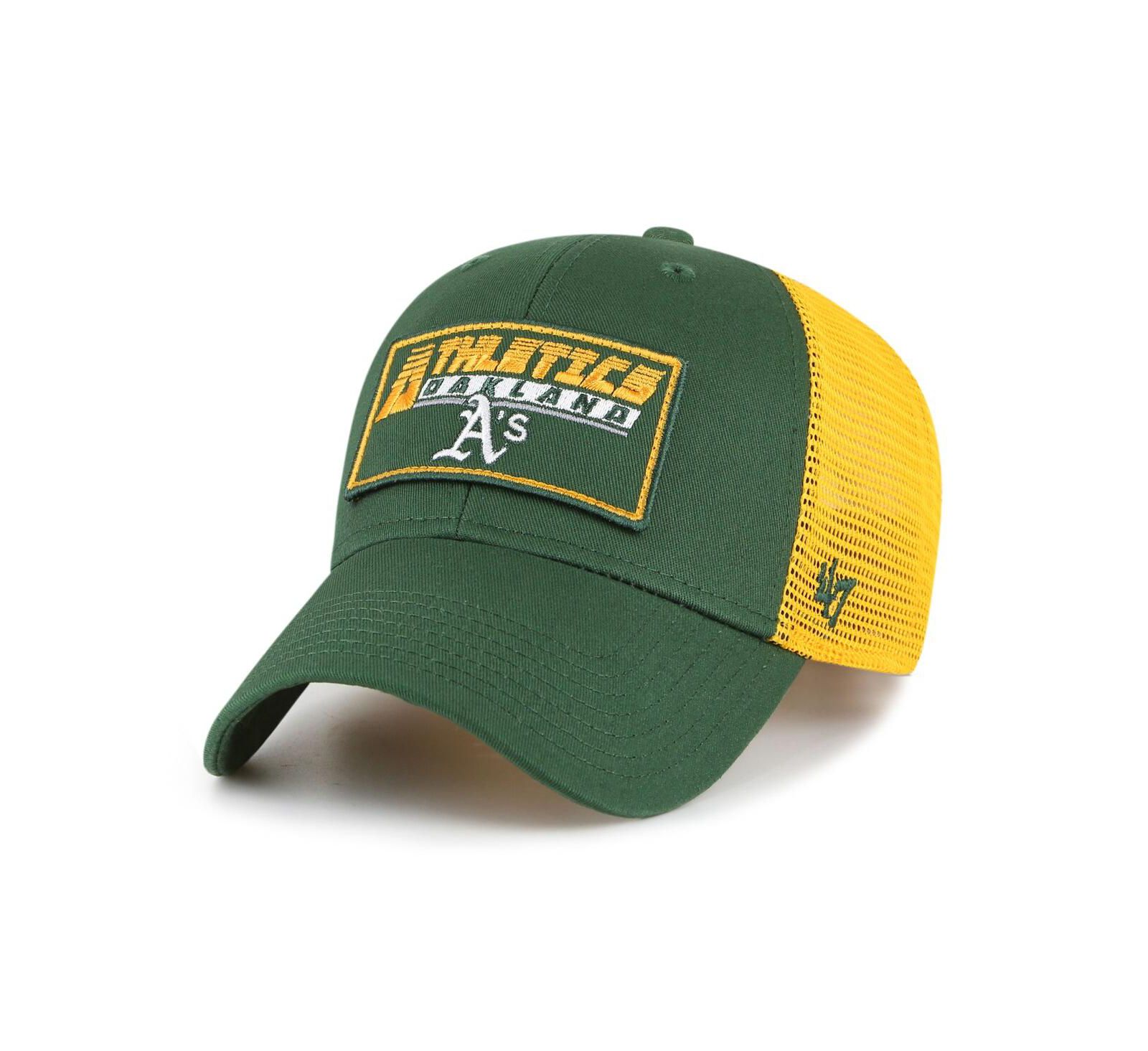 Кепка '47 Brand для мальчиков и девочек, зеленая и золотая Oakland Athletics Levee MVP Trucker, регулируемая