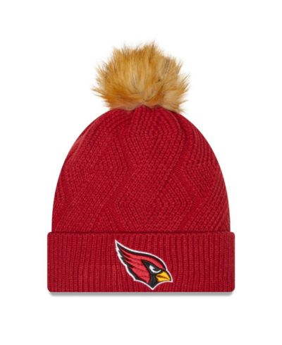 Женская вязаная шапка New Era Cardinal Arizona Cardinals Snowy Cuffed с помпоном