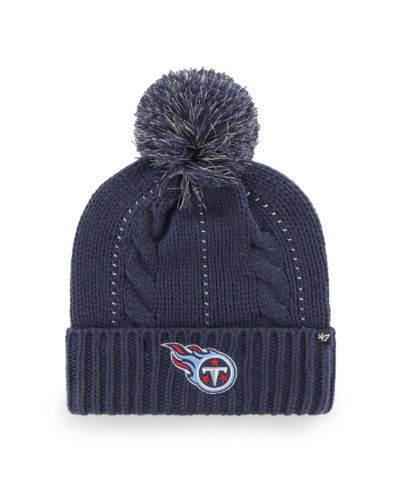 Женская вязаная шапка '47 Brand Navy Tennessee Titans Bauble Cuffed Knit с помпоном