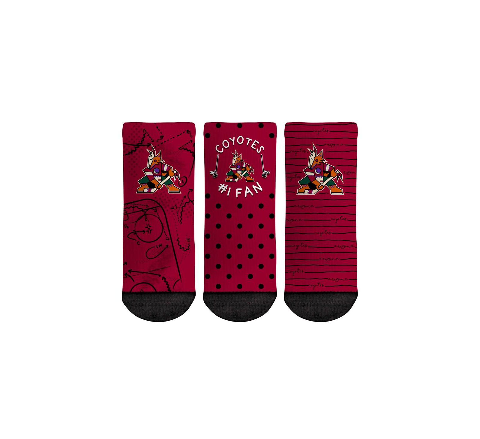 Набор из 3 пар хлопковых носков Rock 'Em для малышей (мальчиков и девочек) Arizona Coyotes #1 Fan