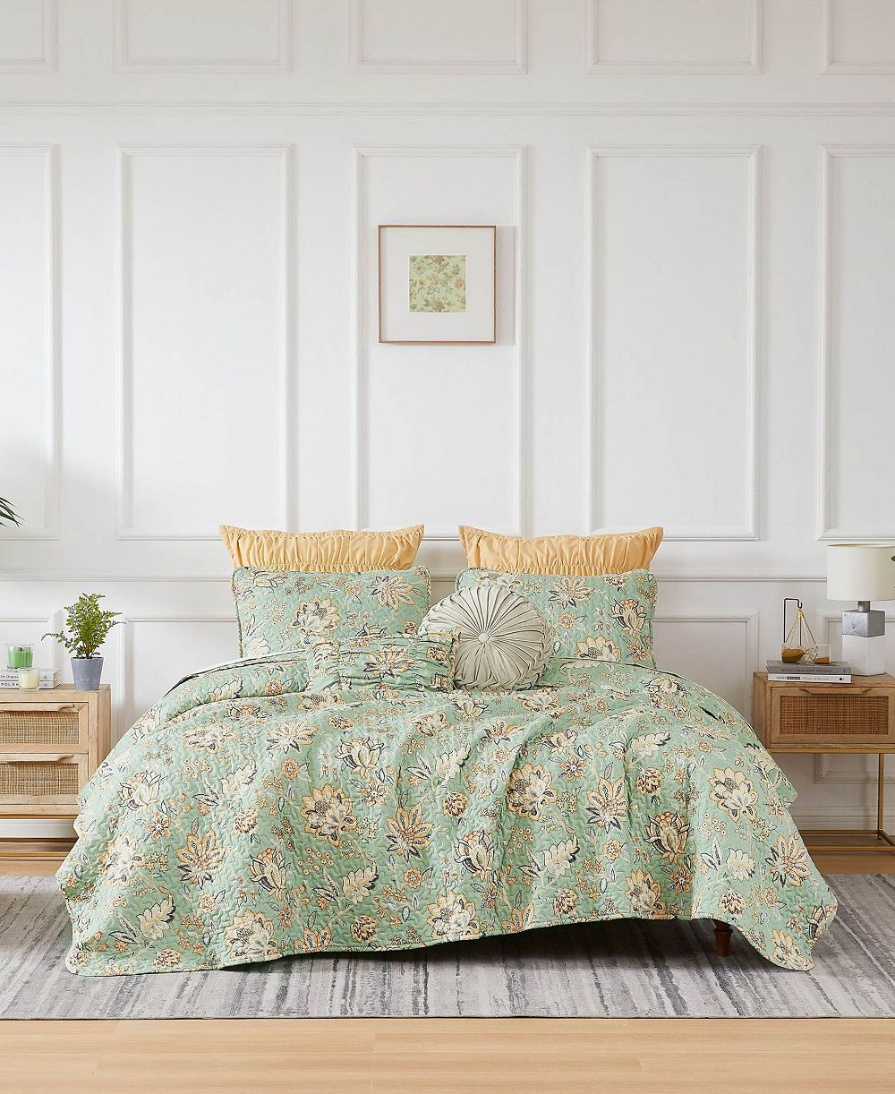 Комплект стеганого одеяла Southshore Fine Linens Jacobean Willow, 7 предметов, Full/Queen