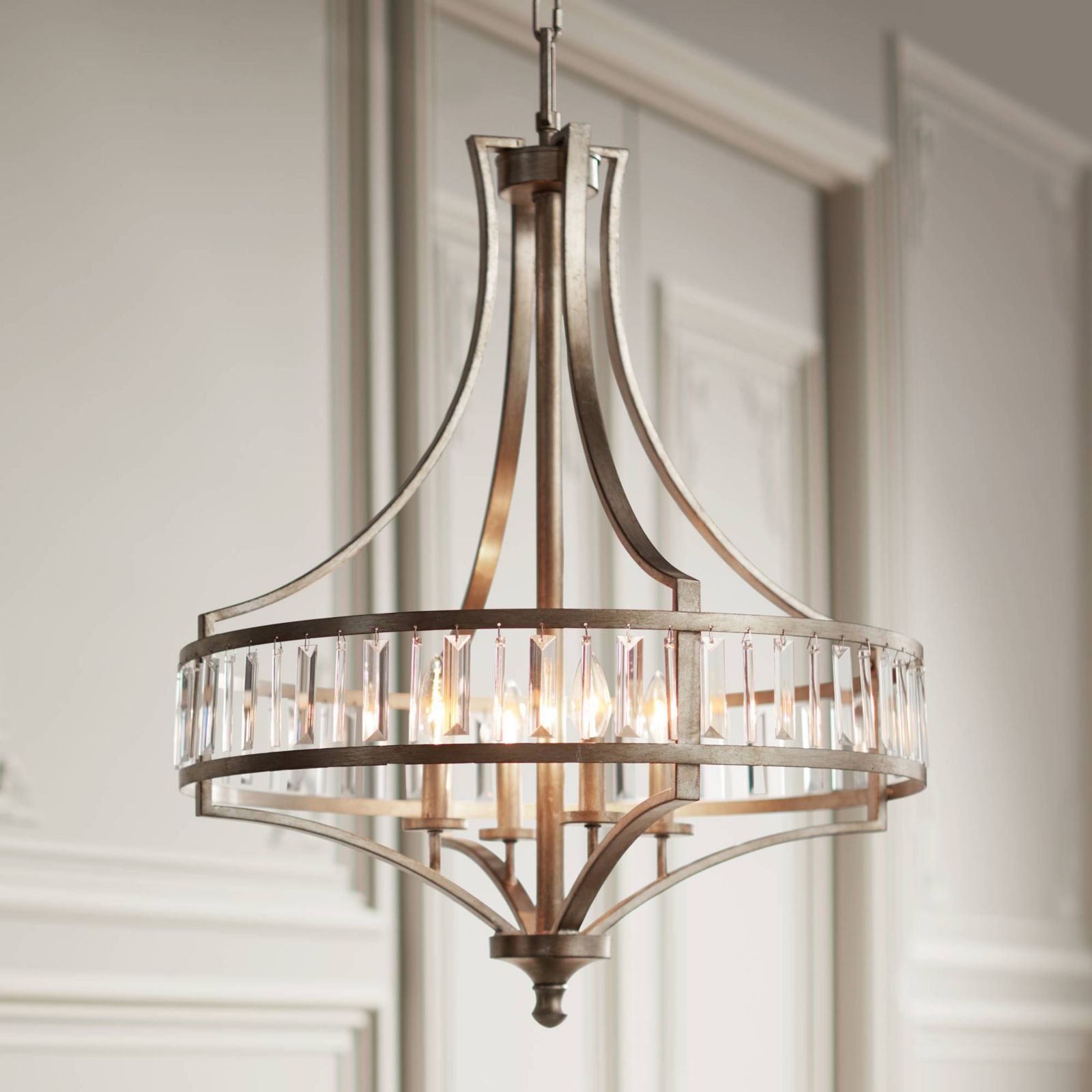 Люстра Vienna Full Spectrum Soft Silver 24" Wide Crystal Glass 4-Light Fixture