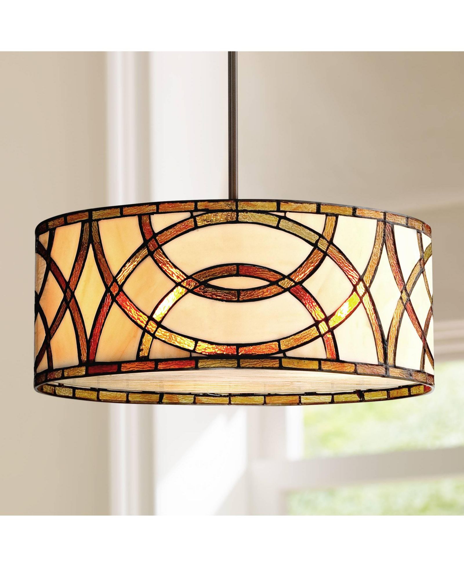 Люстра Robert Louis Tiffany Circles Pendant с 3-ламповым креплением в стиле Farmhouse Rustic Art Glass