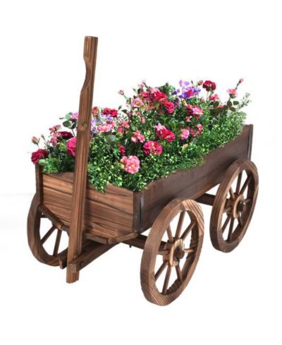 Slickblue подставка для кашпо Wood Wagon с колесами