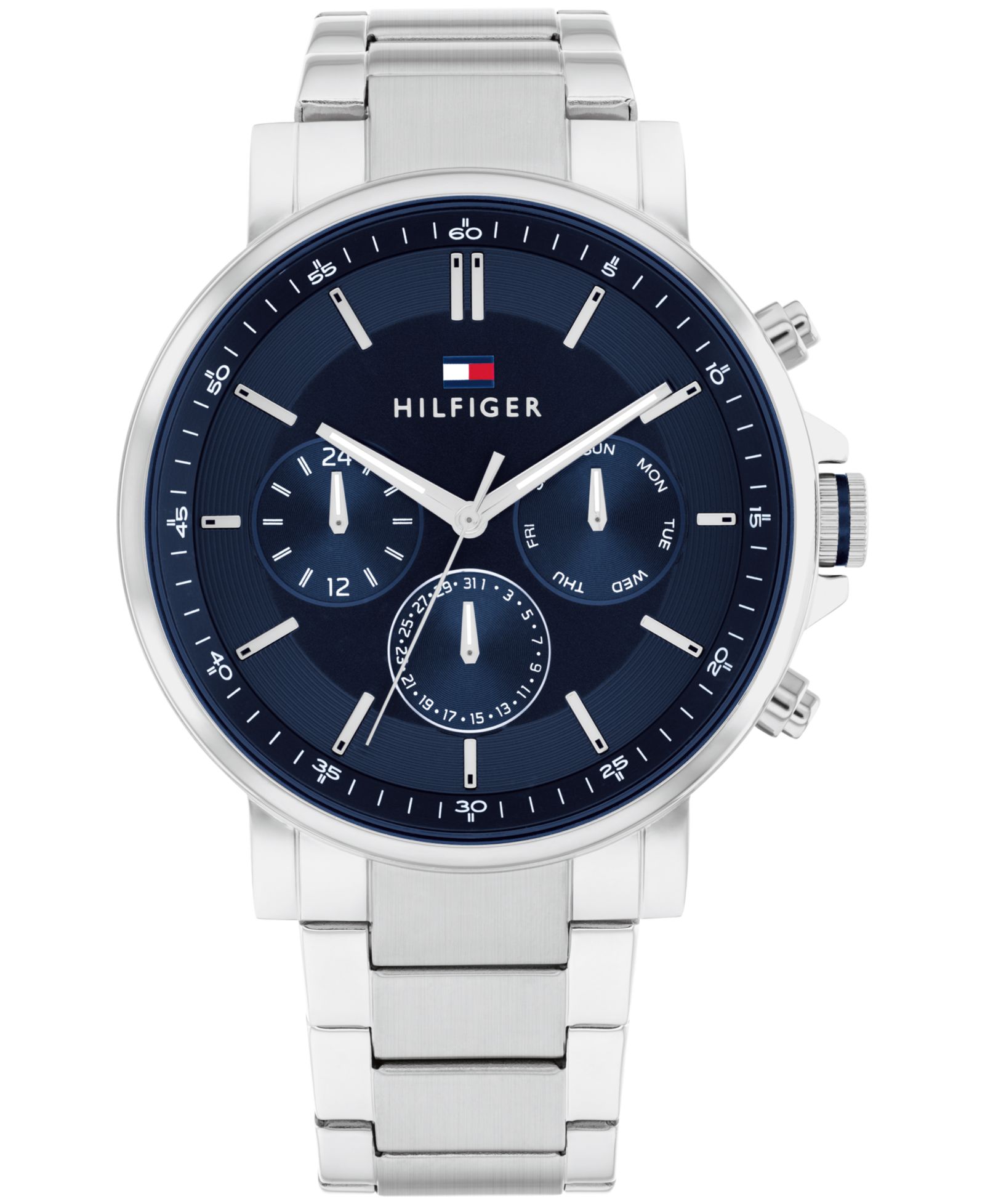 Часы Tommy Hilfiger Men's Multifunction Silver-Tone Stainless Steel 43mm