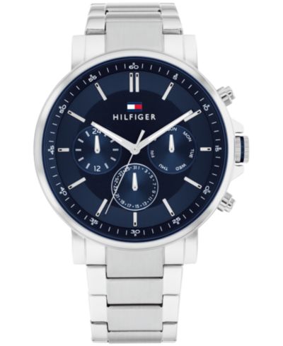 Часы Tommy Hilfiger Men's Multifunction Silver-Tone Stainless Steel 43mm