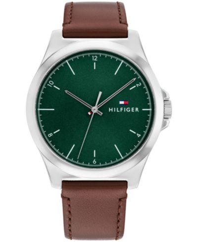 Мужские часы Tommy Hilfiger Quartz из коричневой кожи 43mm