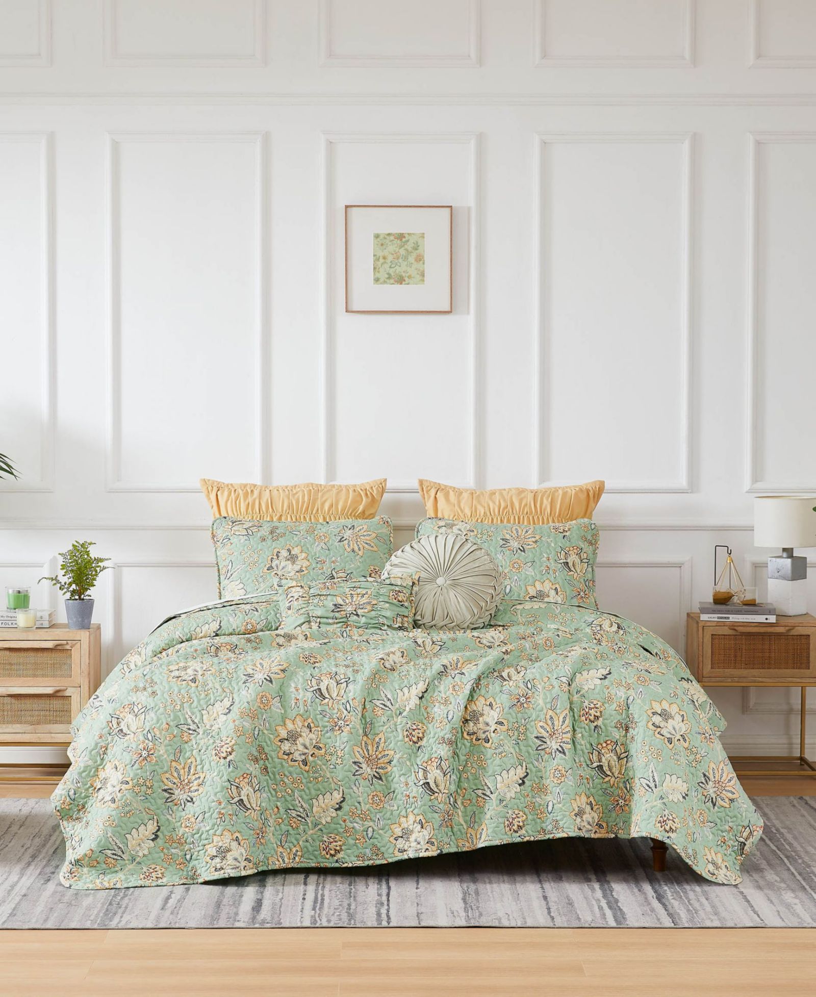 Southshore Fine Linens Jacobean Willow 6 Piece Quilt Set, Twin/Twin XL
