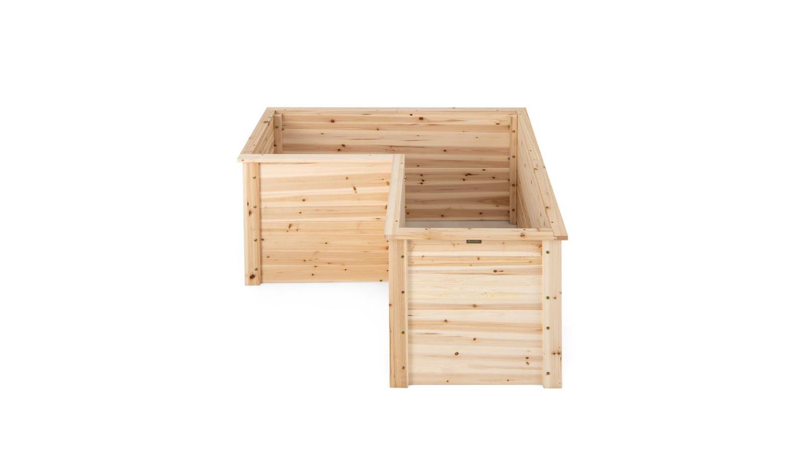 24 Inch L-Shaped Wooden Raised Garden Bed with Open-Ended Base-Natural