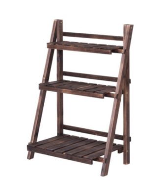 Трехъярусная складная подставка для растений Slickblue Wood Design
