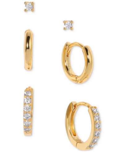 Серьги Girls Crew Crystal Essentials, золотистого цвета, 3 шт. в наборе