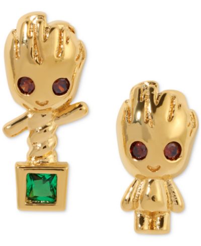 Серьги-гвоздики Girls Crew 18k Gold-Plated Color Crystal Groot