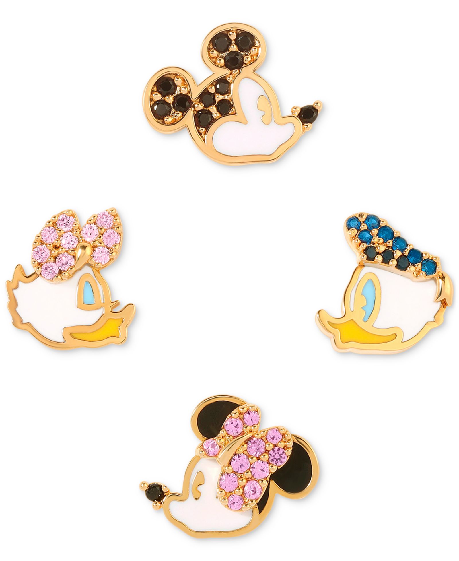 Girls Crew Серьги-гвоздики 4-Pc. Set Color Crystal Sweethearts 18k Gold-Plated