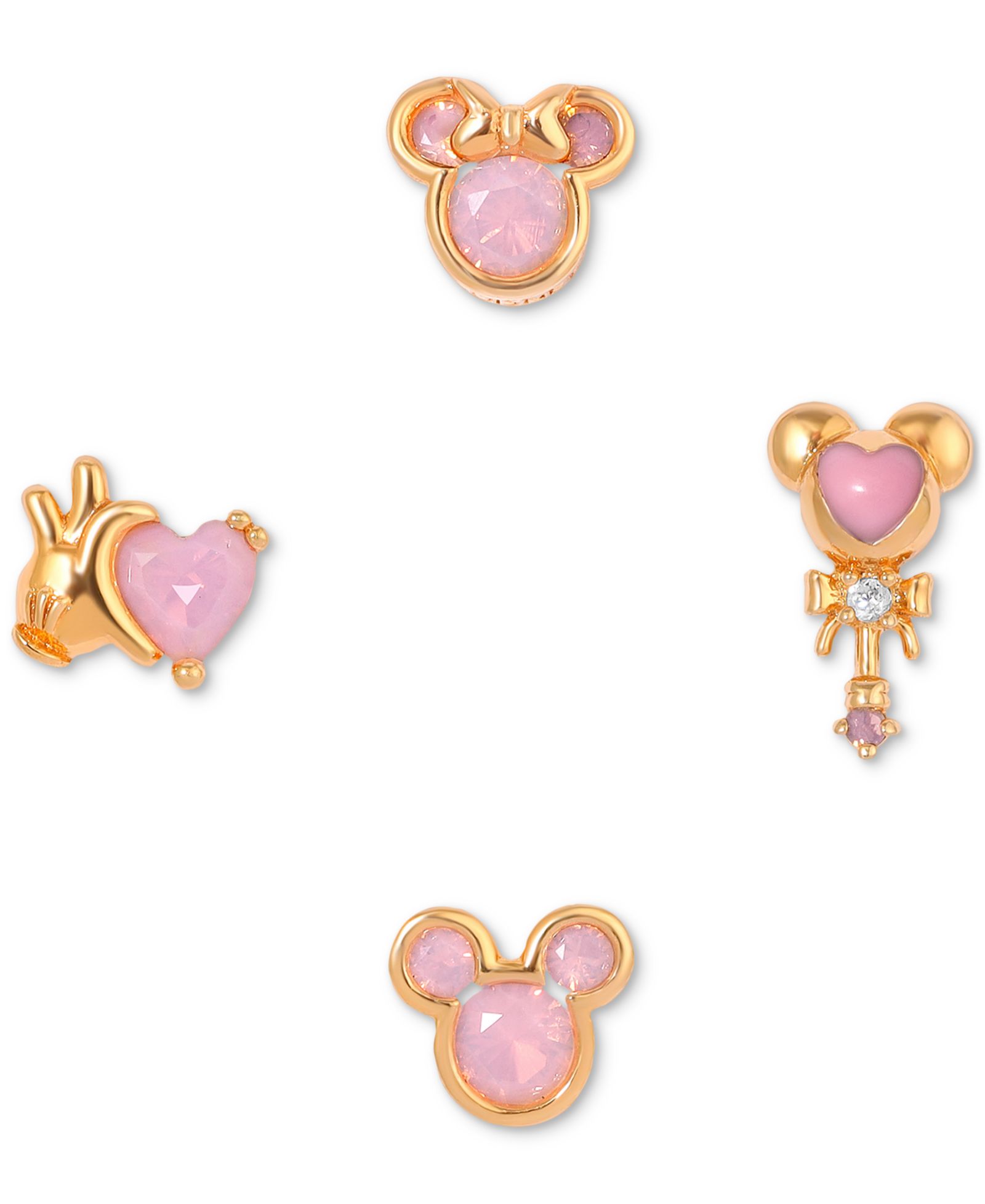 Серьги-гвоздики Girls Crew 18k Gold-Plated 4-Pc. Set Color Crystal Pink Dream