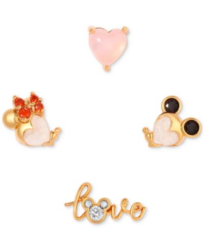 Girls Crew набор серег 4-Pc. 18k Gold-Plated Mixed Crystal Forever Love Single Stud