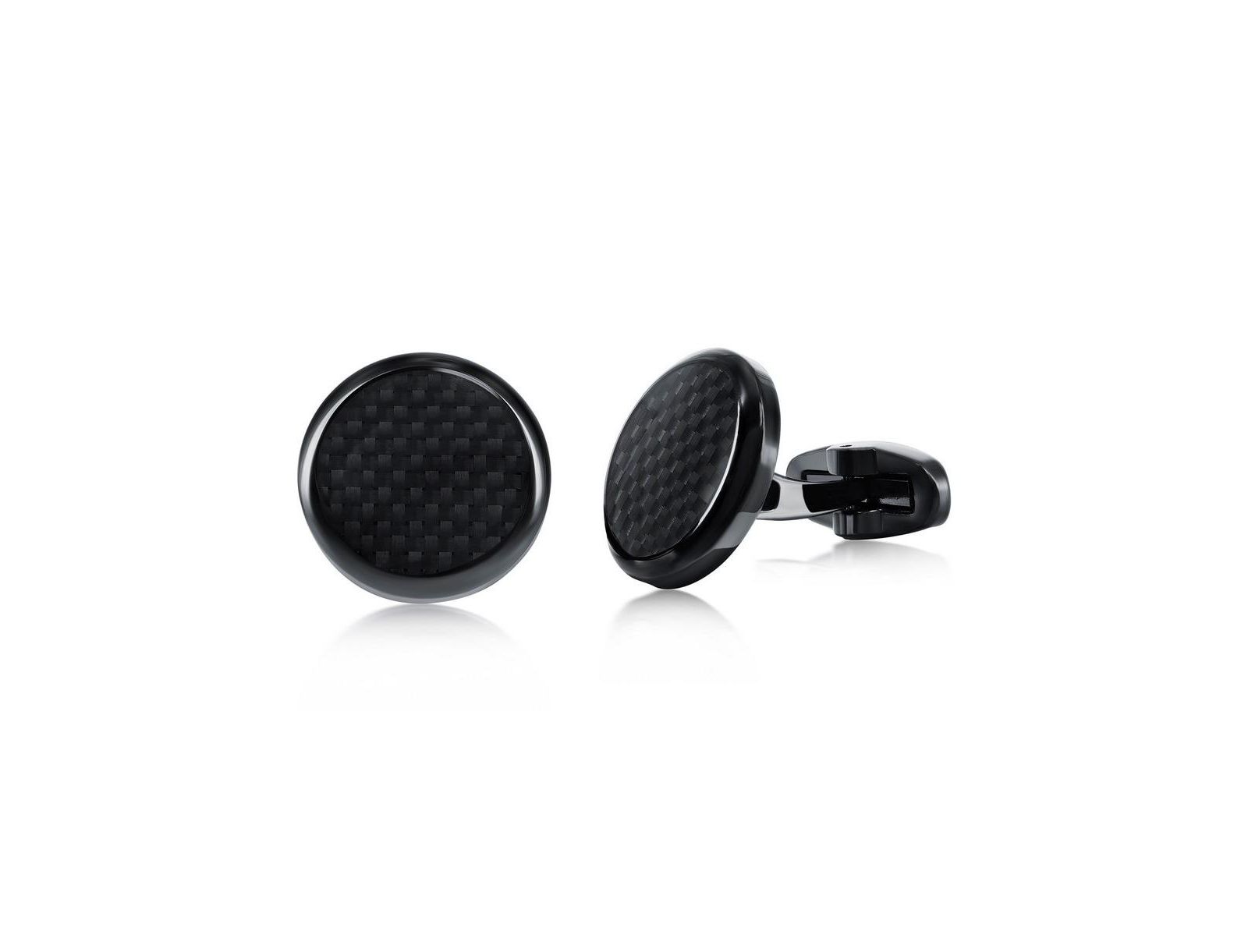 Stainless Steel Black Carbon Fiber Cuff Links