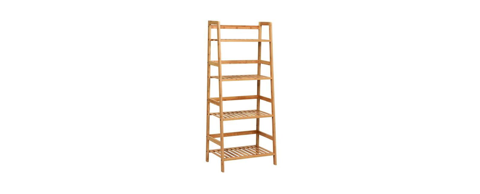 4-Tier Bamboo Plant Rack with Guardrails Stable and Space-Saving
